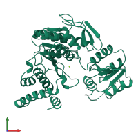PDB entry 1fgs coloured by chain, front view.