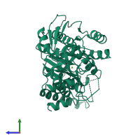 PDB entry 1fgs coloured by chain, side view.