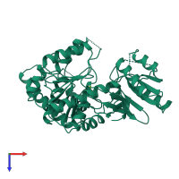 PDB entry 1fgs coloured by chain, top view.