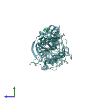 PDB entry 1fgx coloured by chain, side view.