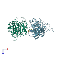PDB entry 1fgx coloured by chain, top view.