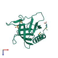 PDB entry 1fgz coloured by chain, top view.