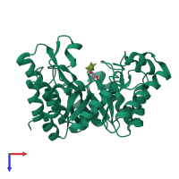 PDB entry 1fh7 coloured by chain, top view.