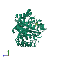 PDB entry 1fh8 coloured by chain, side view.