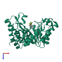 PDB entry 1fh8 coloured by chain, top view.