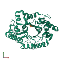 PDB entry 1fh9 coloured by chain, front view.