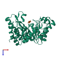 PDB entry 1fh9 coloured by chain, top view.