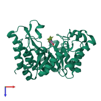 PDB entry 1fhd coloured by chain, top view.