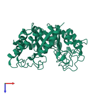 PDB entry 1fhl coloured by chain, top view.