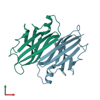 PDB entry 1fhn coloured by chain, front view.