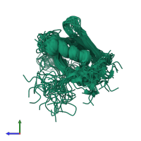 PDB entry 1fho coloured by chain, ensemble of 25 models, side view.