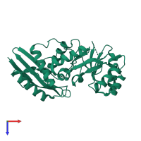 PDB 1fhu coloured by chain and viewed from the top.
