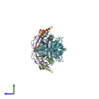 PDB entry 1fi8 coloured by chain, side view.
