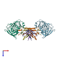 PDB entry 1fi8 coloured by chain, top view.