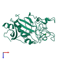 PDB entry 1fib coloured by chain, top view.