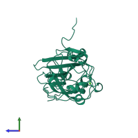 Monomeric assembly 1 of PDB entry 1fid coloured by chemically distinct molecules, side view.