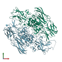 PDB entry 1fie coloured by chain, front view.