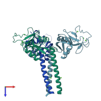 PDB entry 1fif coloured by chain, top view.