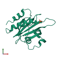 PDB entry 1fik coloured by chain, front view.