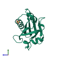 PDB entry 1fil coloured by chain, side view.