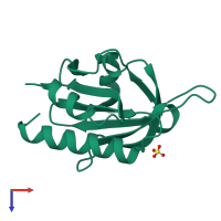 PDB entry 1fil coloured by chain, top view.