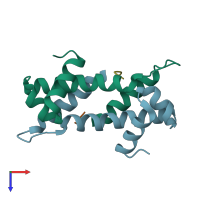 PDB entry 1fip coloured by chain, top view.