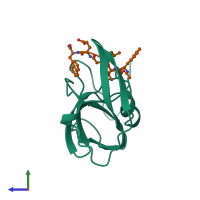 PDB entry 1fiv coloured by chain, side view.