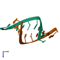 PDB entry 1fix coloured by chain, top view.