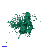 PDB entry 1fjc coloured by chain, ensemble of 33 models, side view.
