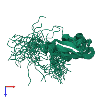 PDB entry 1fjc coloured by chain, ensemble of 33 models, top view.