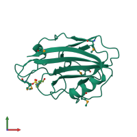 PDB entry 1fjj coloured by chain, front view.