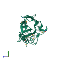 PDB entry 1fjj coloured by chain, side view.
