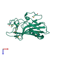 PDB entry 1fjj coloured by chain, top view.