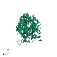 PDB entry 1fjo coloured by chain, side view.