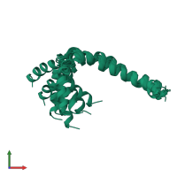 PDB entry 1fjp coloured by chain, ensemble of 10 models, front view.