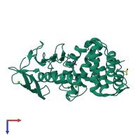 PDB entry 1fjt coloured by chain, top view.