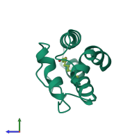 PDB entry 1fk0 coloured by chain, side view.