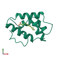 PDB entry 1fk1 coloured by chain, front view.