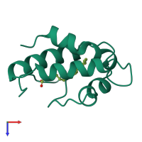 PDB entry 1fk4 coloured by chain, top view.