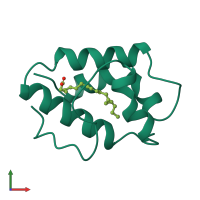 PDB entry 1fk6 coloured by chain, front view.