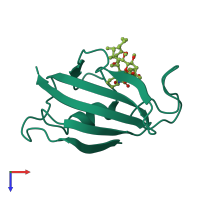 PDB entry 1fkf coloured by chain, top view.