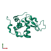 PDB entry 1fkq coloured by chain, front view.