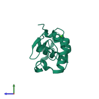 PDB entry 1fkq coloured by chain, side view.