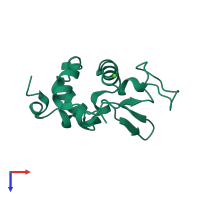 PDB entry 1fkq coloured by chain, top view.