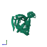 PDB entry 1fkr coloured by chain, ensemble of 20 models, side view.