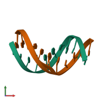 PDB entry 1fkz coloured by chain, ensemble of 2 models, front view.