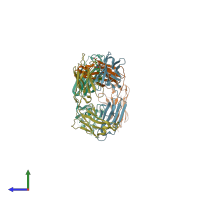 PDB entry 1fl3 coloured by chain, side view.