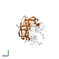 Follitropin subunit beta in PDB entry 1fl7, assembly 3, side view.