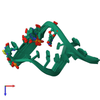 PDB entry 1fl8 coloured by chain, ensemble of 20 models, top view.