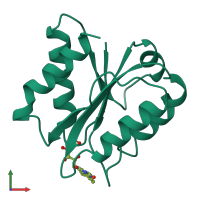 PDB entry 1fla coloured by chain, front view.